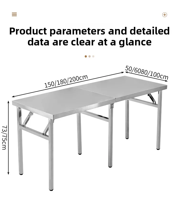 Stainless Steel Multifunctional Foldable Table Portable Outdoor Camping Desk Commercial Buffet Serving Counter Home Dining Table