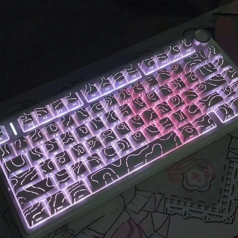 31BA Side Printed Keyboards Keycaps Heat Sublimated Contour4.0 Pattern for 61 64 68 75 84 Mechanical Keyboards