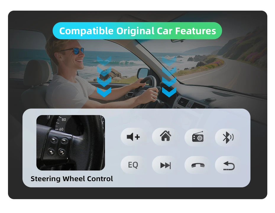 Junsun Android 15 Auto-Intelligentes System für Seat Leon MK2 2005-2012, kabelloses CarPlay für Apple Auto, 9" IPS-Touchscreen – Detail 7