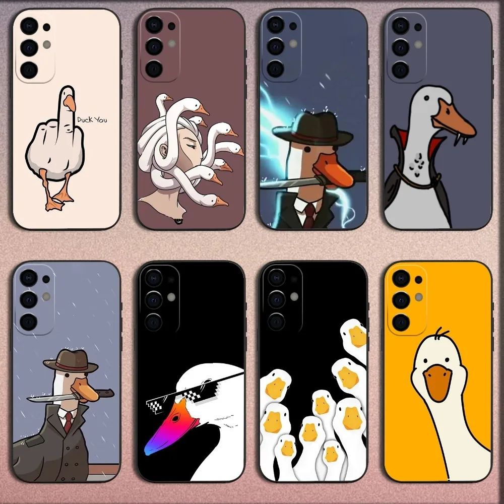 

COOL Art Funny Duck Phone Case For Samsung S25,S24,S21,S22,S23,S30,Ultra,S20,Plus,Fe,Lite,Note,10,9,5G Black Soft Cover