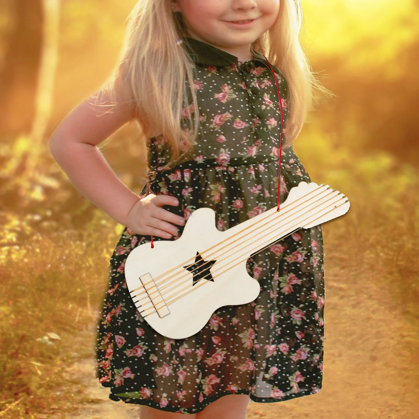 مجموعة أدوات يدوية للجيتار الخشبي غير المكتمل للأطفال مصنوعة يدويًا لوحة موسيقية فنية لمستلزمات حفلات أعياد الميلاد