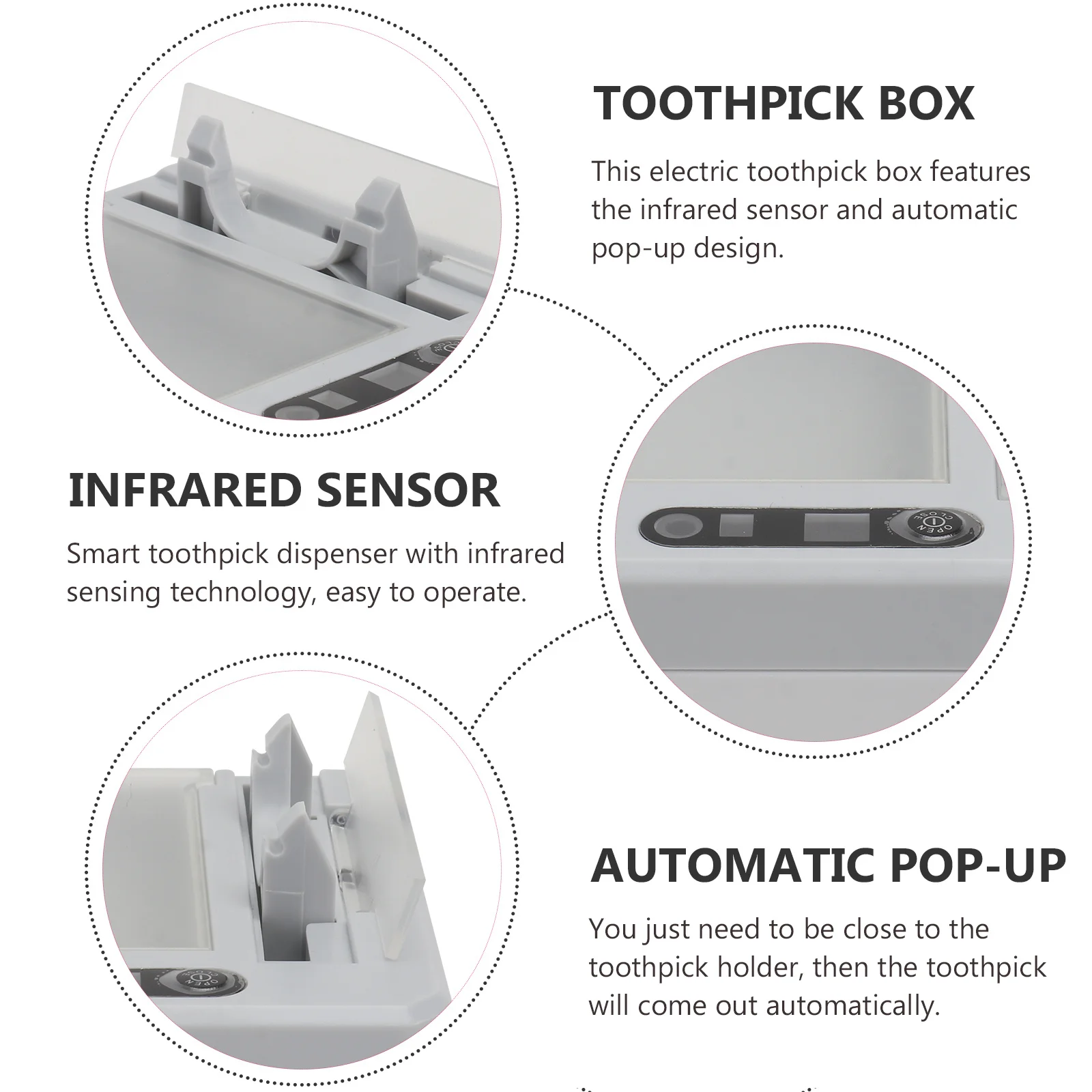 

Infrared Sensor Automatic Toothpick Box Moisture-Proof Design Smart Toothpicks Holder for Home Hotel Use