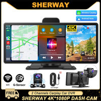 Wireless Apple Carplay Screen for Car 4K Dash Cam and 720P Backup Camera 10.26Inch Carplay & Android with GPS Navigation Dashcam