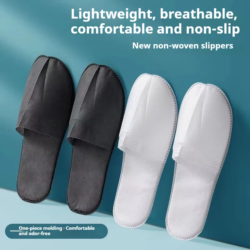 20/40 Pack of Black Disposable Slippers, Specially Designed for Guesthouses, Thickened for Home Use, Non-Slip, Essential for Entertaining Guests, Breathable, Sweat-Absorbent, Healthy, Made from New Materials, with a Thickened Soft Sole for a More Comfortable and Lightweight Feel