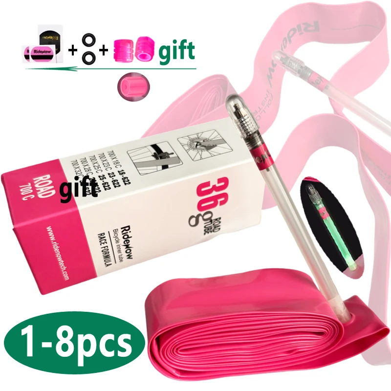 1/2/4/8 Stück Ridenow Leuchtender Schlauch 700c Rennrad-Schlauch mit Leuchtventilkappe Ultraleicht 36g Reifen Französisches Ventil 45/65/85mm – Detail 6