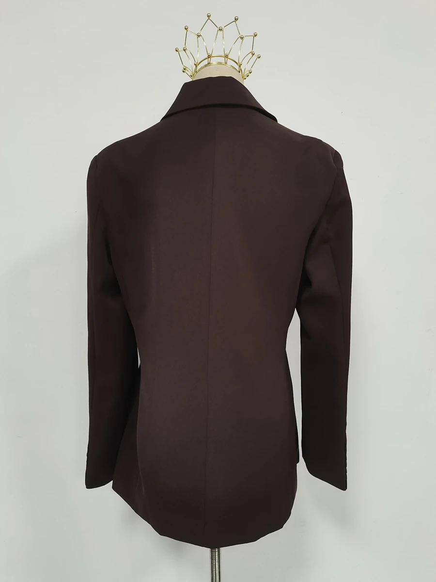 TWOTWINSTYLE الصلبة تقسم زر بليزرات فضفاضة للنساء التلبيب كم طويل مزاجه معاطف غير رسمية أنثى موضة جديدة