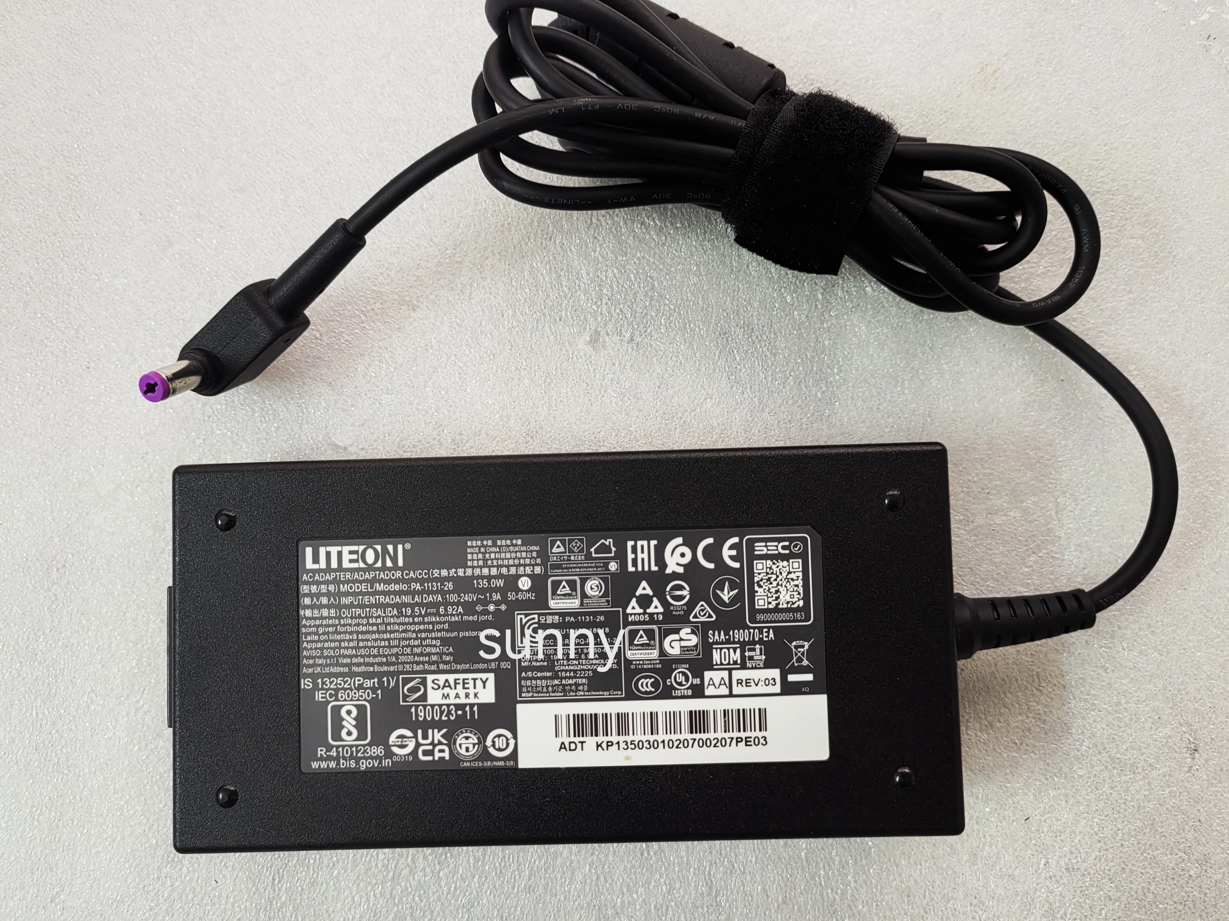 

NEW OEM LITEON 19.5V 6.92A PA-1131-26 5.5mm*1.7mm 135W AC Adapter 190023-11 UK CA For Acer Nitro 5 AN515-44-R99Q Laptop