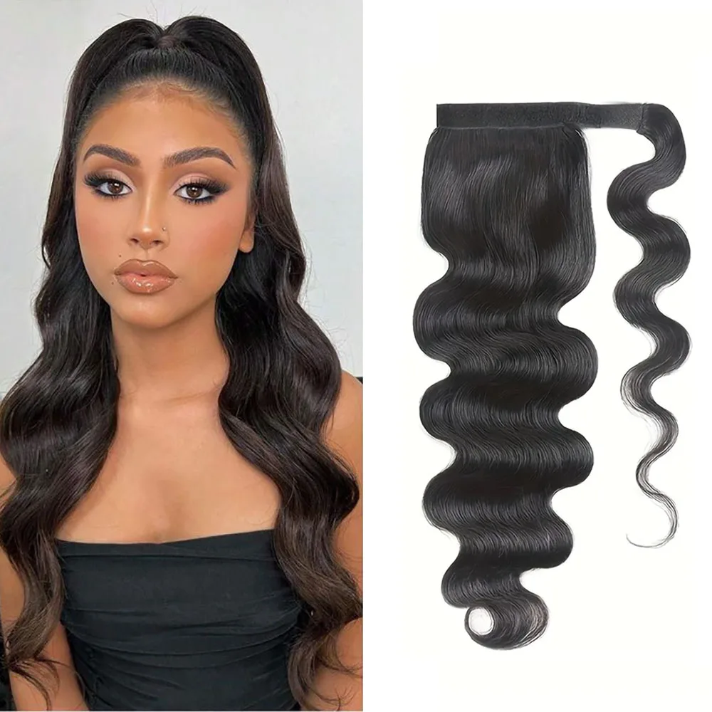 

Объемная волна, конский хвост с волшебной пастой, 100% бразильские человеческие волосы Remy, наращивание хвоста, натуральные волосы для женщин