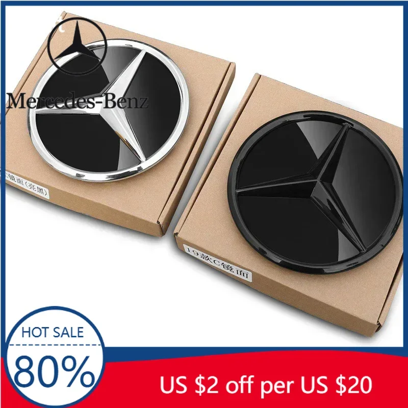 

Горячая автомобильная наклейка 3d Chrome Black Star Logo Автомобильная передняя решетка Эмблема для Mercedes Benz W205 W212 W207 A B C E SLK GLK CLA CLS Viano