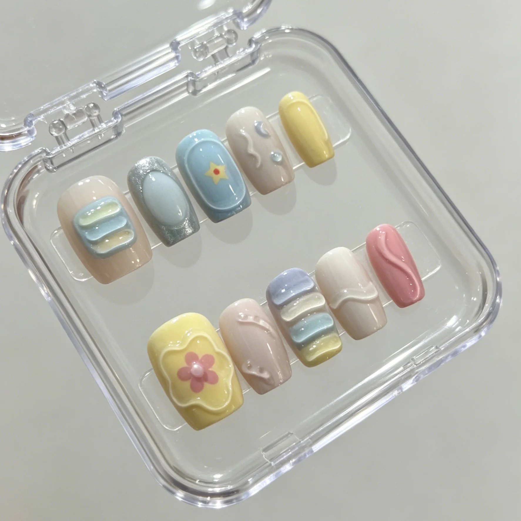 10 Kuku Pendek Persegi Buatan  - Pressed Flower Art ulasan dan harga