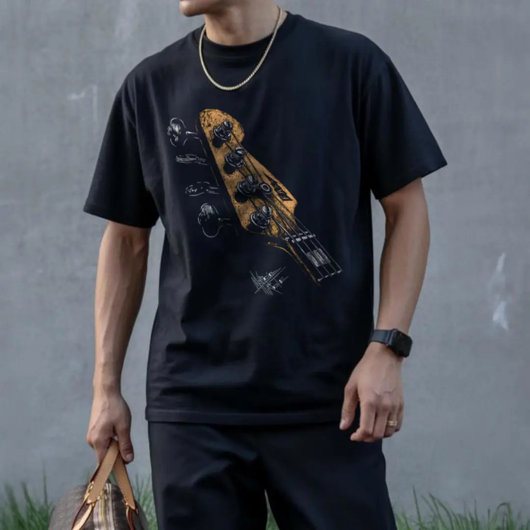 

Футболка с принтом басов в стиле ретро, осень-зима, новая мужская и женская универсальная футболка, повседневная хлопковая свободная футболка с круглым вырезом и короткими рукавами