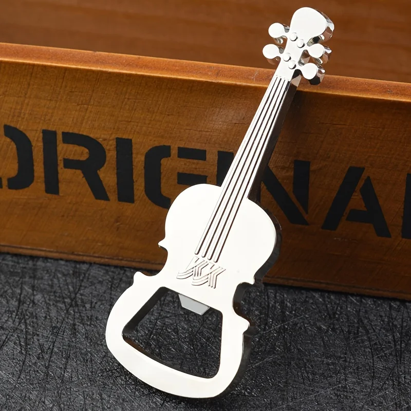 فتاحة زجاجات من سبائك الزنك على شكل جيتار للبيرة والنبيذ والعصير، أداة مطبخ مثالية لفتح الزجاجات بسهولة