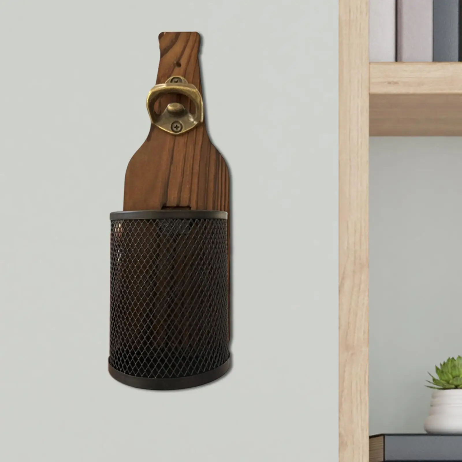 Настенная открывалка для пивных бутылок и ловец из дерева и металла, многофункциональная для кухонного бара, прочное украшение для дома 25x8 см в деревенском стиле