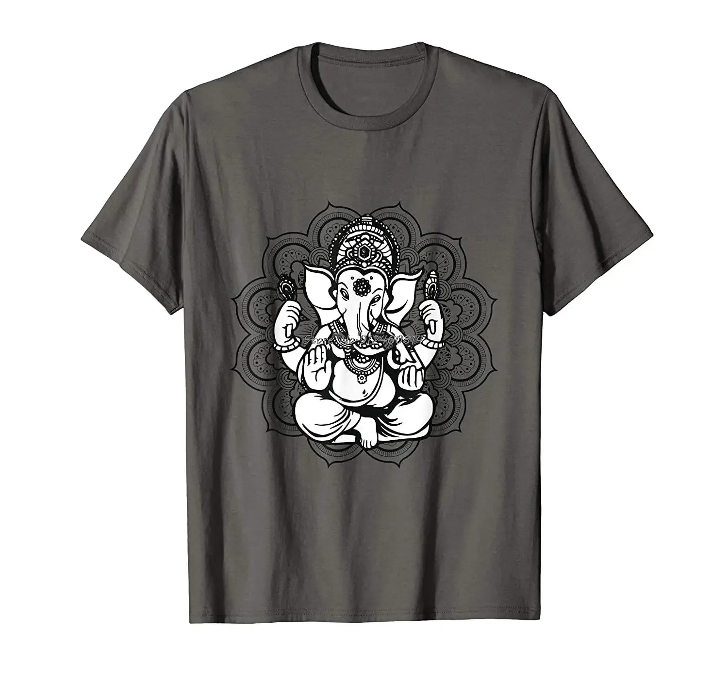 Men Cotton O-neck Tshirt Hip Hop Tees Streetwear Harajuku Yoga Mandala Elephant Ganesha Tribal Ornaments Chakra Hindu T-Shirt