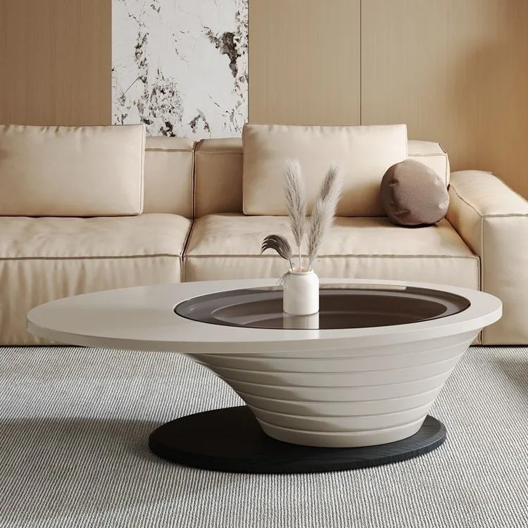 

Abyss coffee table living room household light glass new tea table modern simple household small apartment oval coffee ta