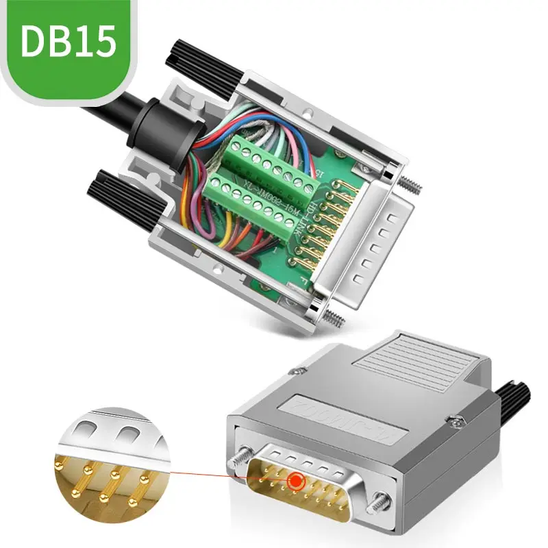 DB15 Male Female Plug Industrial Solderless D-SUB 15 Pin Connector DB15 Breakout Board Terminal Adapter RS232 Series Port Plug