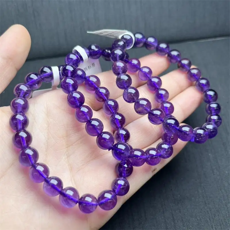 8MM Natural Amethyst Bracelet Women Men Handmade Stretch Rope Luxury Jewelry Energy Healing Gift 1PCS