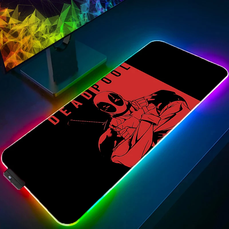 RGB светодиодный коврик для мыши D-deadpool, настольный коврик, игровой коврик в стиле аниме, игровой коврик для мыши, скоростной компьютерный и офисный геймерский шкаф, коврик для клавиатуры