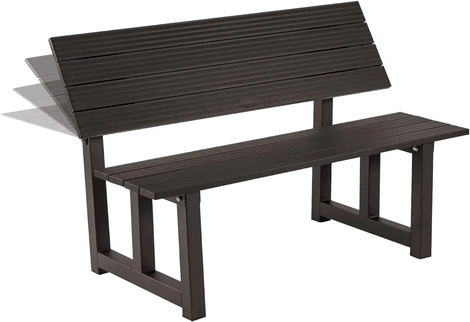 Aluminum Outdoor Convertible Bench Black, Multi-Functional Outdoor Bench/Work Table (Brown)