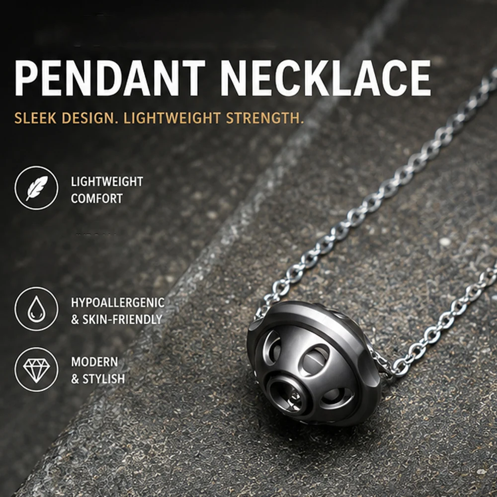 

Metal "track" pendant necklace, featuring a spinning top function pendant gift in a spaceship style.