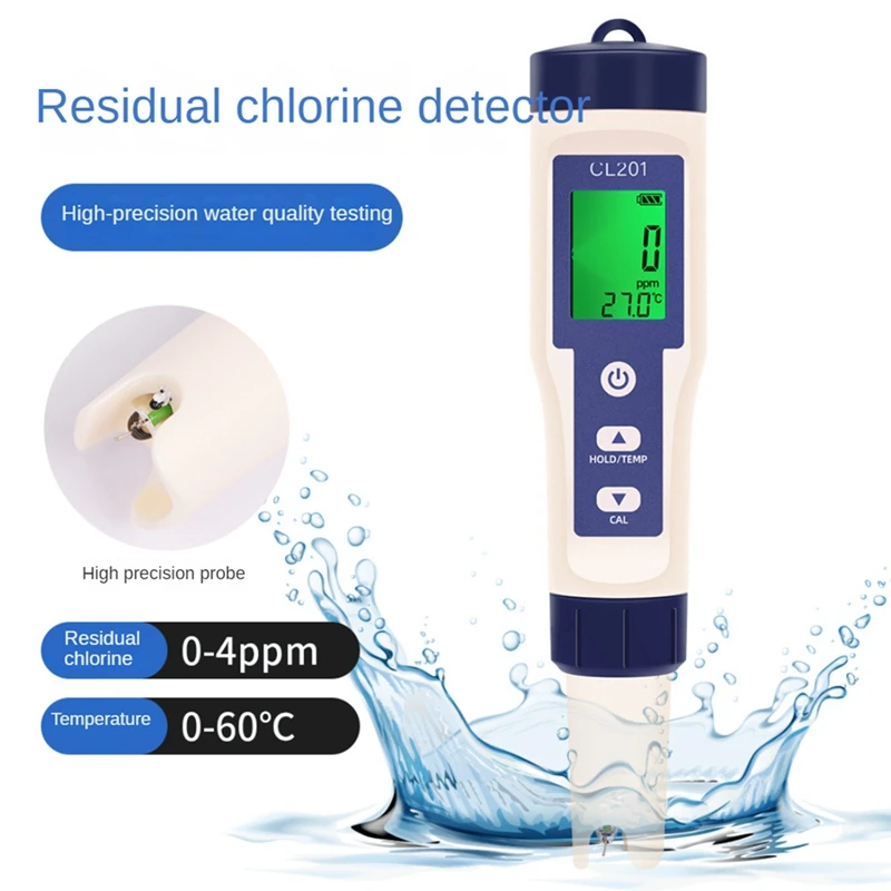 قلم اختبار ABKO-Chlorine 2 في 1 جهاز قياس جودة المياه لحوض السمك وحمام السباحة
