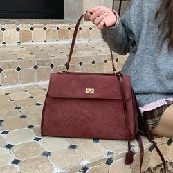 Retro Suede Tote Bag Women Large Capacity Commuter Underarm Bag Autumn Winter Temperament Versatile One Shoulder Crossbody Bag