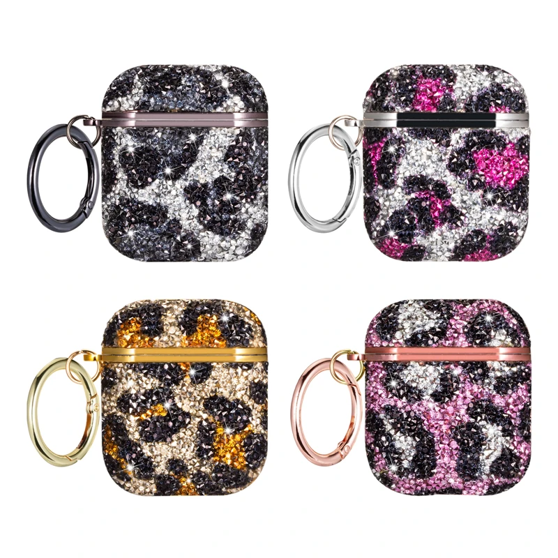 Glitter Leopard Diamond Earpods Case for Apple Airpods Pro 2 Airpod 3 2 1 Bling Rhinestone Wireless Bluetooth Earphone Cover