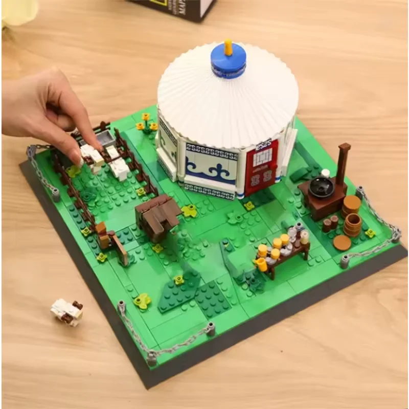 778pcs-moc-traditional-yurt-building-blocks-set-nomadic-residential-display-model-chinese-culture