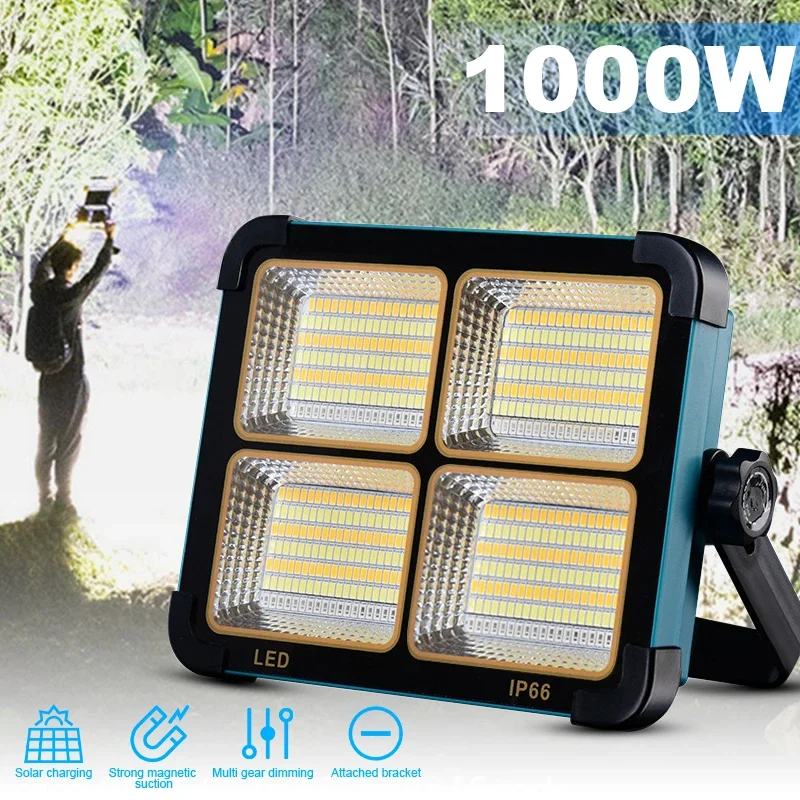 Casa usb recarregável holofote solar led acampamento inclui portátil à prova dwaterproof água ímãs de iluminação solar led luz trabalho