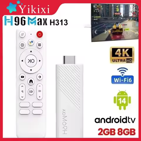 2025 New H96 MAX Android TV Stick Allwinner H313 with 2.4G Wifi 5G Wifi6 Dual Brand 2GB 8GB HD 4K 3D HDR goole Voice Remote