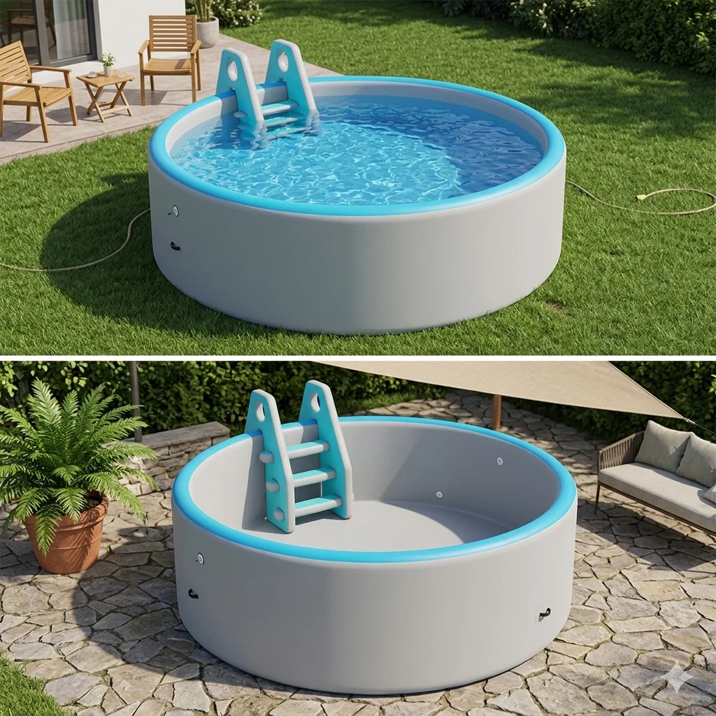 Large PVC Portable Outdoor Deep Inflatable Swimming Pool with Ladder Backyard Family Inflatable Pool