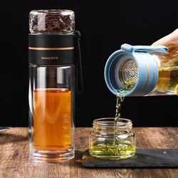 400ml Glass Tea Bottles Infuser Bottle Tea Separation Mug Office Double-Layer Portable Creative Water Cup Home Waterbottle