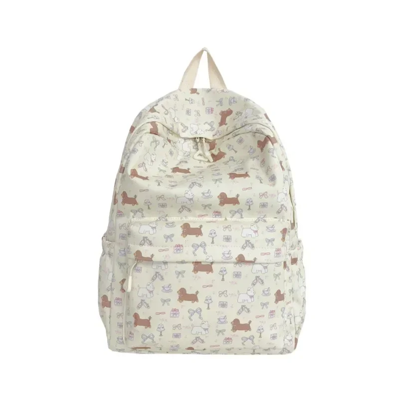 Cartoon Cartoon Cute Dog Bow Print Backpack High-capacity Casual Girls Students Schoolbags Sweet Y2k Aesthetic Fashion Backpacks