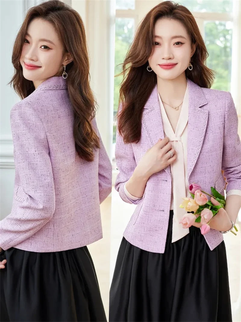 Spring Autumn Women Suit Coat New Korean Casual Small Fragrant Single Breasted Short Jacket Ladies Blazers Female Outerwear 5XL