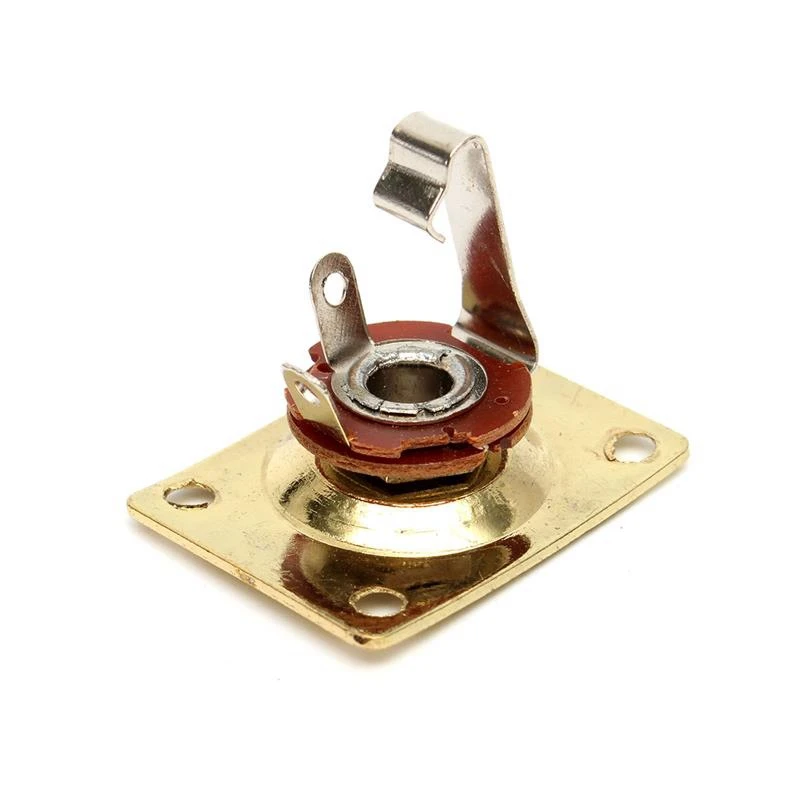 1Pcs Square Style Jack Plate Guitar Bass Jack 1/4 Output Input & 1 Set Gold String Saddle Tune-O-Matic Bridge+Tailpiece