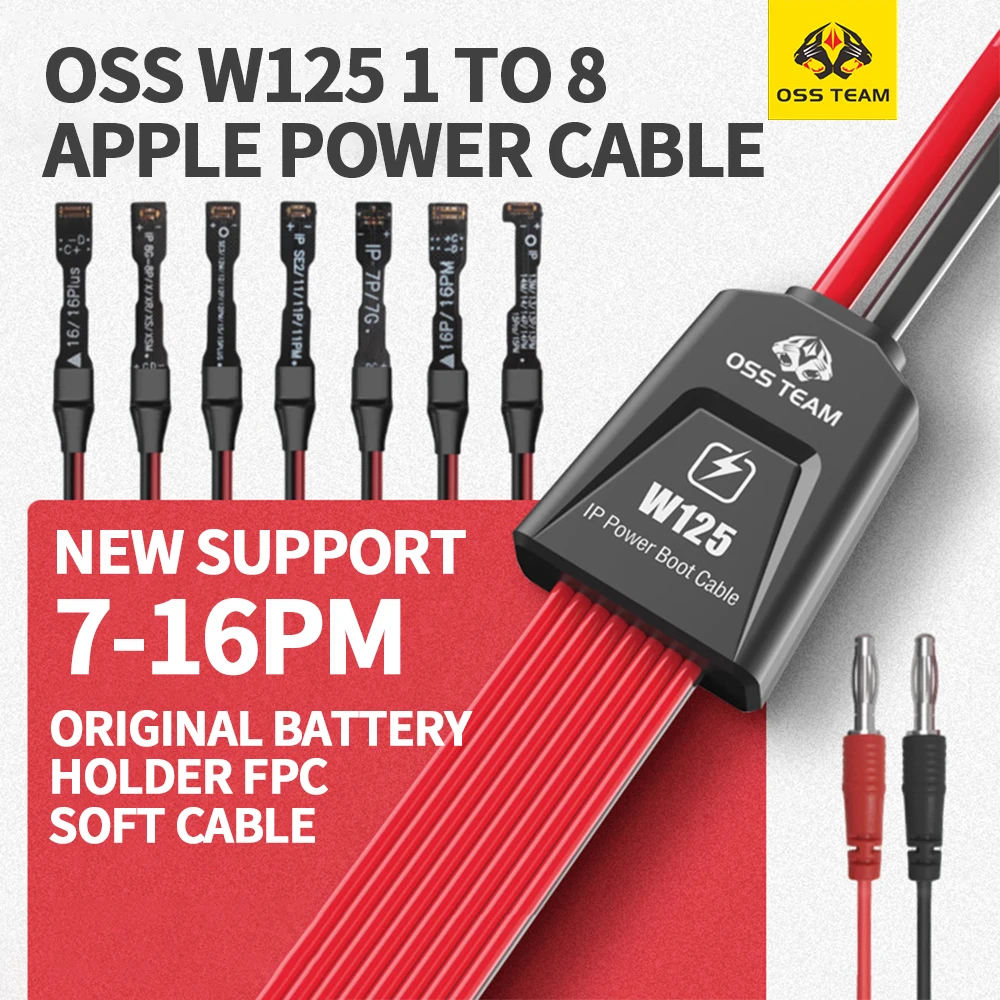

OSS W125 От 1 до 8 FPC Apple Boot Мягкий кабель 4 мм из чистой меди с банановой головкой для IPhone 7G-16PM Ремонт батареи Тестовый кабель Boot Инструмент