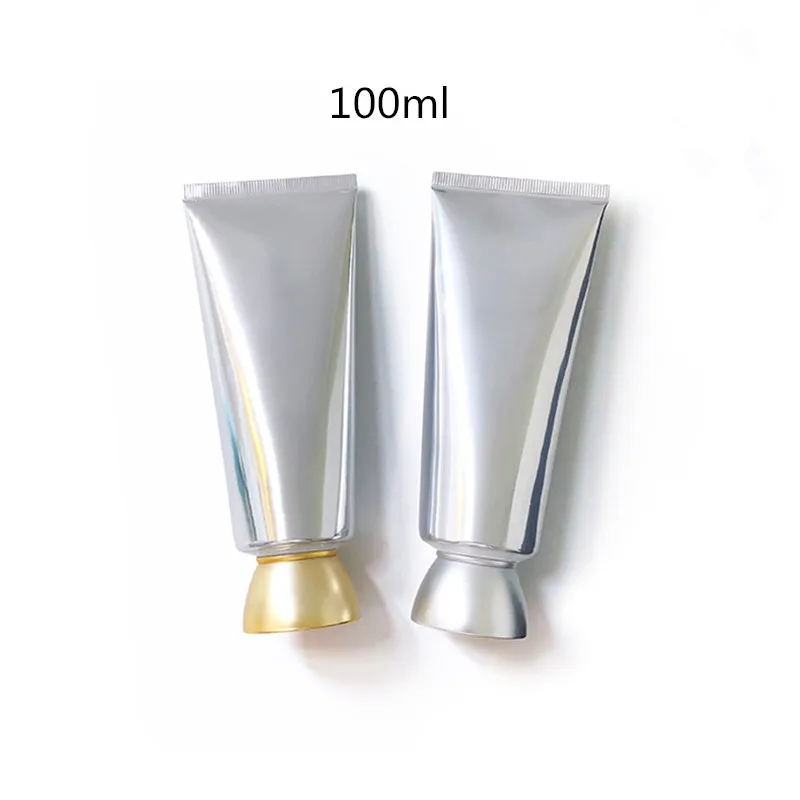 

New 100ml Cosmetic Soft Tubes Squeeze Hose Bright Silver Cream/Lotion /Cleansing Face/Facial Cream Containers Refillable Tubes