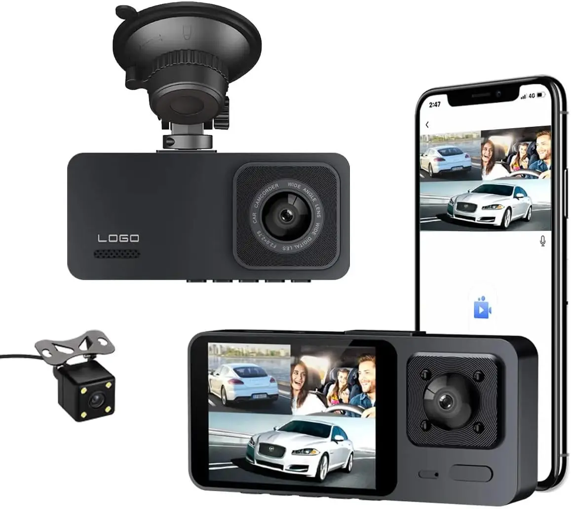 

Car Dash Cam Front Rear WiFi HD 1080P with App, 2' Screen, Loop Recording, HDR, G-Sensor