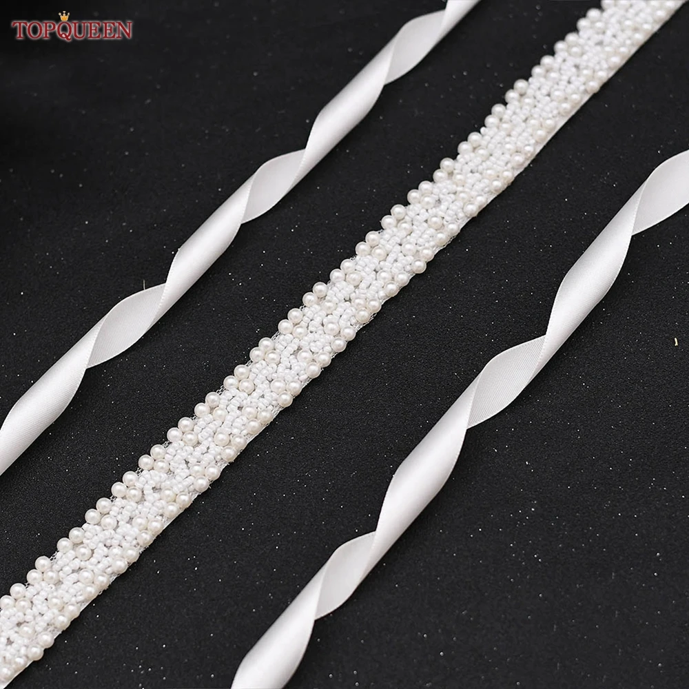 TOPQUEEN Luxury Bridal Sashes For Wedding Dress Pearl Beaded Bridesmaid Sash Women\'S Accessories Flower Girl Waistband S204