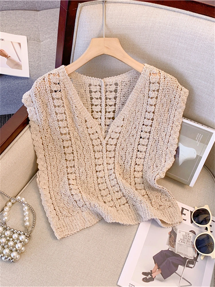 

Summer Women Knitted Vest Sweater Oversize Girls Sweater Woman Cashmere Tops Sleeveless Tank Pullover Fall Maxi Vintage Y2k