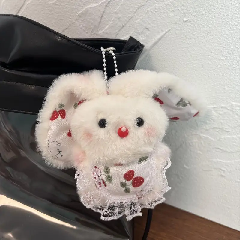Cartoon Plush Rabbit Doll Toy Keychain Sweet Cute Bag Pendant Decoration Car Keyring For Women Couple Kawaii Gift