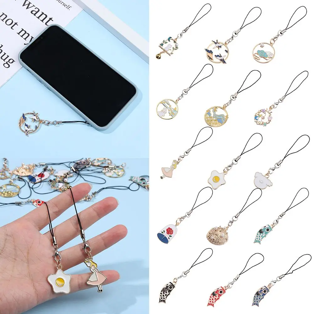 Mini Cute Flower Basket Cat Phone Case Pendant Bag Accessories Phone Key Strap Lanyard Hang Charm Rope Decor