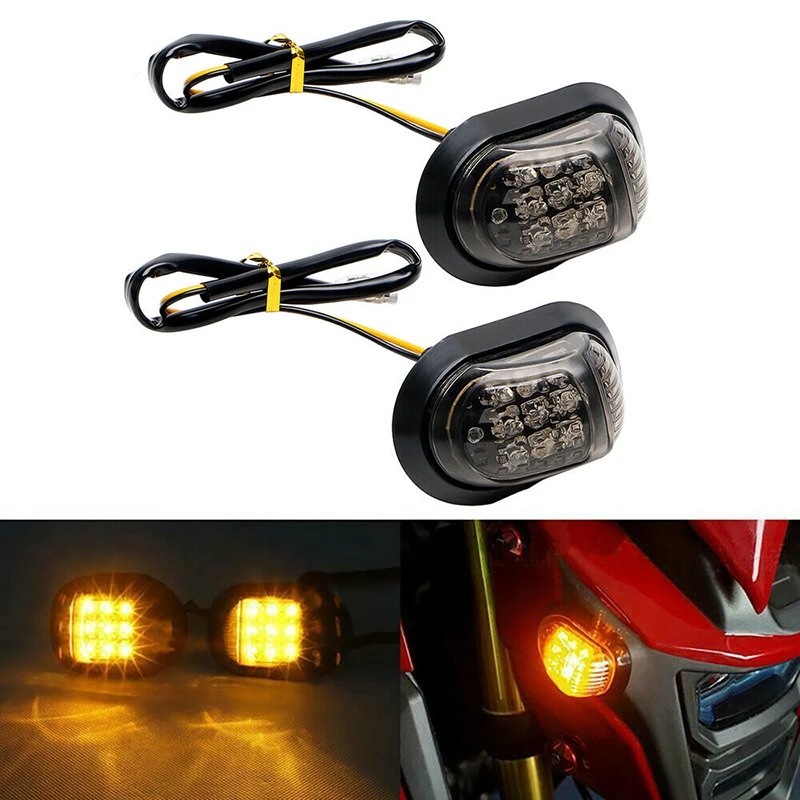 Pair Motorcycle Scooters LED Turn Signals Light Blinker Indicator Lamp Amber For Honda Grom MSX125 MSX 125 2000-2015