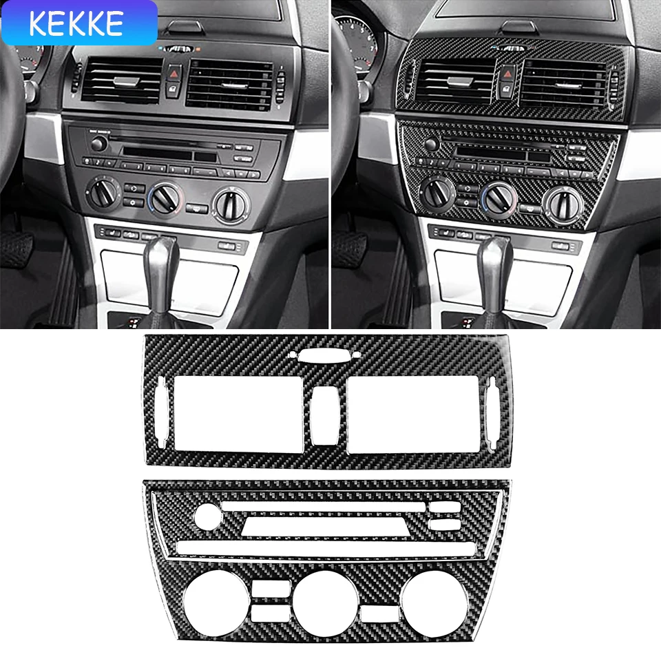 

Center Dashboard CD Control Panel Trim Set Cover Soft Carbon Fiber Sticker Car Interior Accessories For BMW E83 X3 2004-2010
