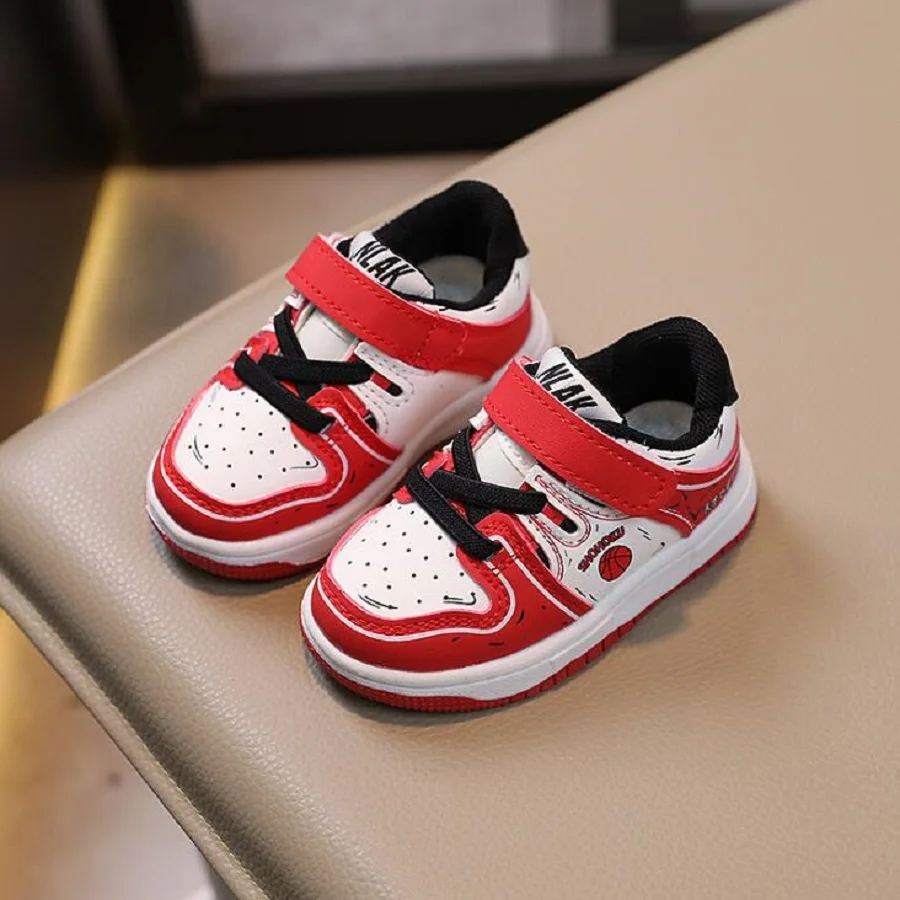 

Sizes 21-30 Basketball Shoes Boys' Cricket Shoes Sports Shoes Autumn Winter New Girls' Anime Cartoon Casual Shoes White Red