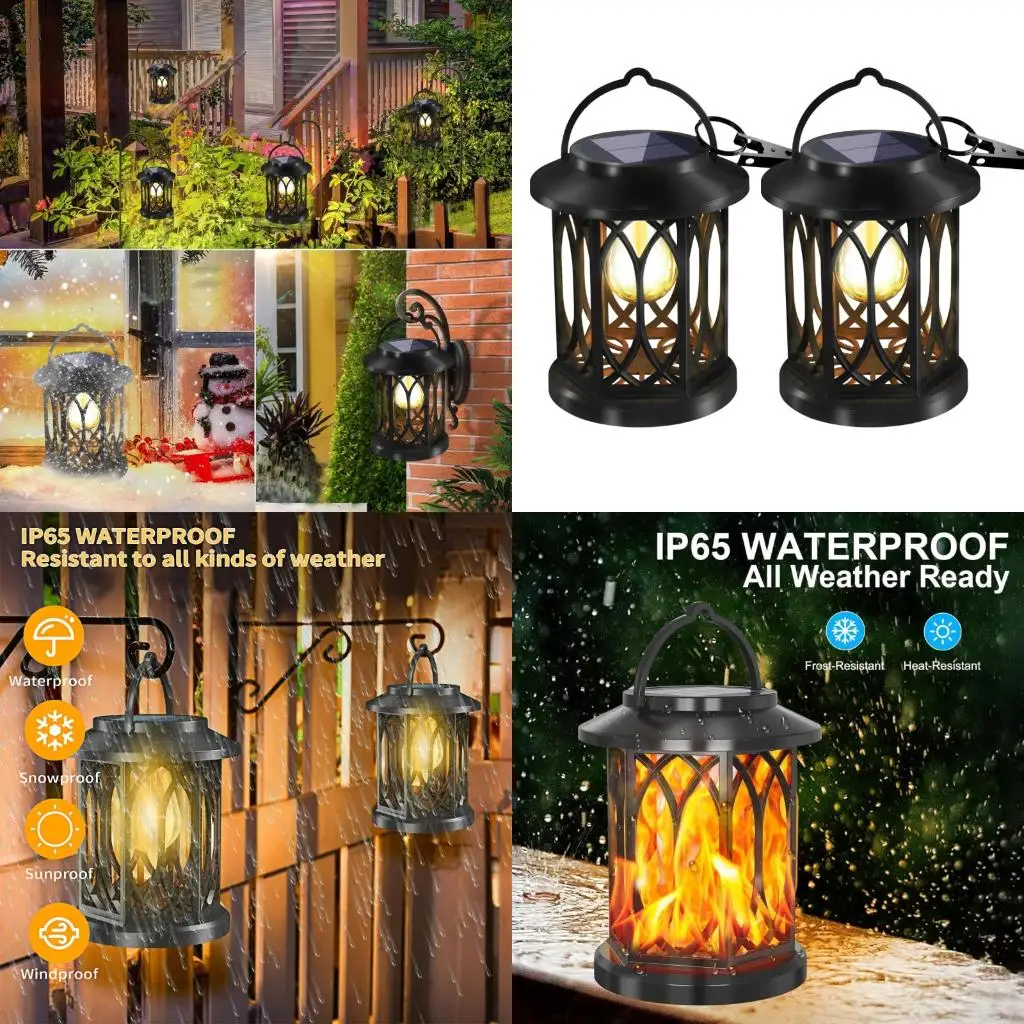  Solar Hanging Lamp With Flame Effect Creative LED Solar Courtyard Lamp