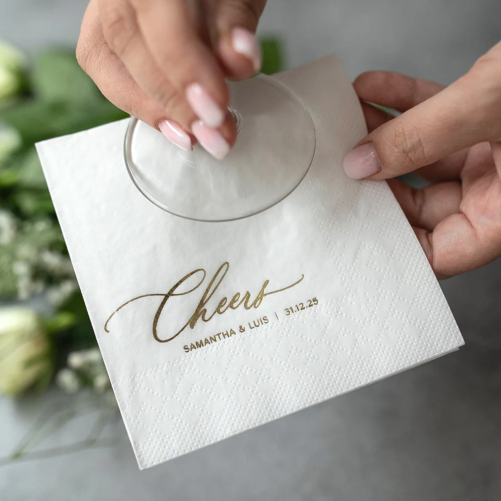 50pcs Personalized Wedding Paper Napkins Mr Mrs for Bridal Shower Engagement Party Table Decor Custom Cocktail Napkin Disposable