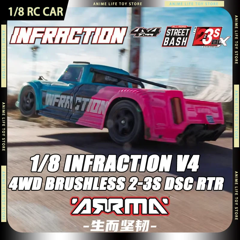 

Радиоуправляемая машина ARRMA Infraction V4 1/8, 4WD, бесщеточная, электрическая, RTR, 2-3S BLX, для уличных и дорожных гонок, модель RTR с SPEKTRUM, подарок для мальчиков