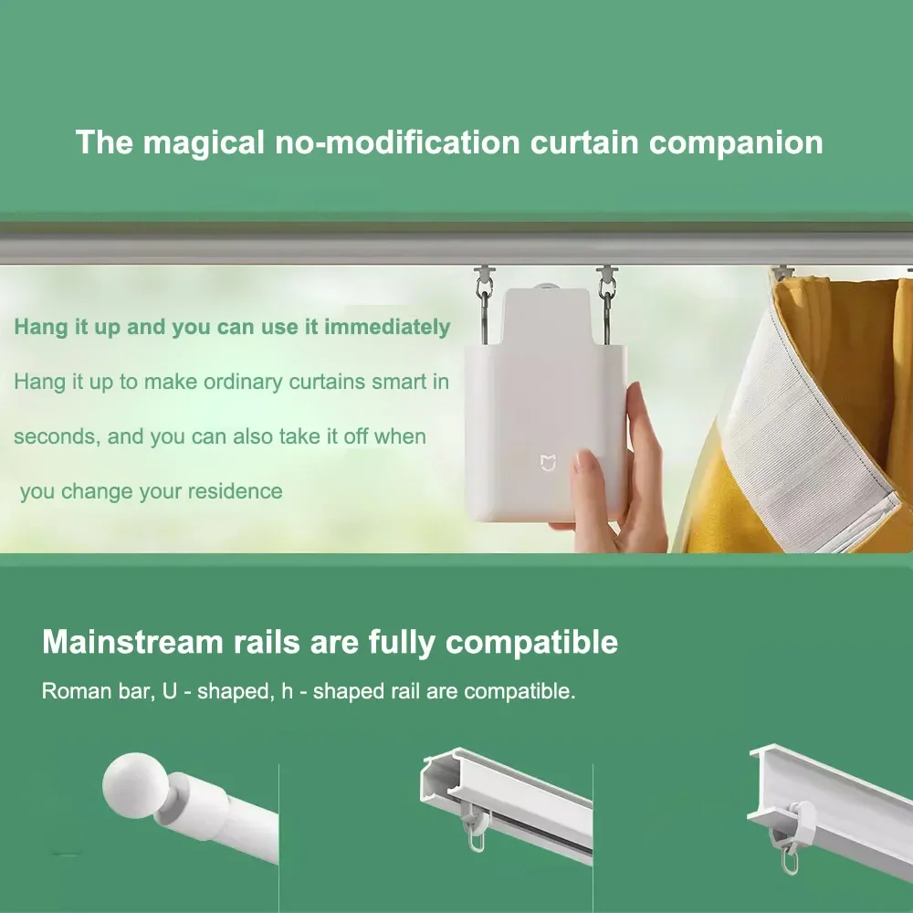 Xiaomi Curtain Companion สําหรับ U-Shaped I-Shaped Track Roman Pole การควบคุมการเชื่อมโยงอัจฉริยะต้องการใช้กับ Bluetooth Mesh Gateway