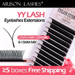 ARISON Black YY Eyelashes Extension Double Tips Lashes Cilios Y Premade Volume YY Shape EyeLash Grafting Extension Split Tip